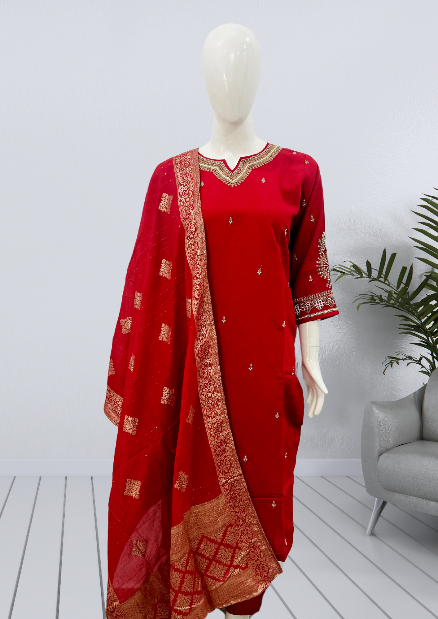 New Dola Rayon Suit Set with Banarasi Dupatta