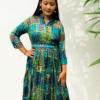 rinted Long Sleeve Dress, One Piece, Small, Sequence Work Multicoloured