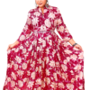 Women's Floral Print Cotton Maxi Dress, 3/4 Sleeves,