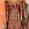 Aglow Orange Color Georgette Embroidery Sequence Gown