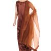Elegant coco brown Farshi Salwar set with full sleeves and round neck with button line detail, offering a graceful and classic style