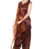 Traditional coco brown Farshi Salwar with full sleeves and round neckline adorned with buttons, perfect for festive and formal occasions