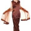 Flowing Farshi Salwar in coco brown with full sleeves and round neckline featuring button accents, combining tradition with modern design.