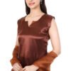 Coco brown Farshi Salwar with round neck and decorative button line, full sleeves, and flared silhouette for a stylish ethnic ensemble