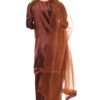 "Stylish coco brown Farshi Salwar with full sleeves and round neckline detailed with buttons, perfect for weddings, parties, and celebrations."