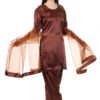 Graceful coco brown Farshi Salwar with full sleeves and round neck with button line, offering a perfect blend of tradition and modernity