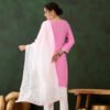 Traditional pure cotton kurti with detailed ethnic embroidery, styled with trousers and dupatta
