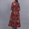 Printed Viscose Rayon Stitched Flared/A-line Gown (Maroon, Multicolor)